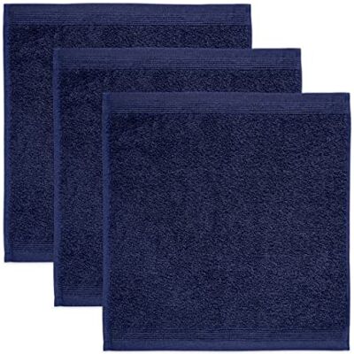 Möve Superwuschel Set da 3 lavette, 30 x 30 cm, 100% cotone, colore blu mare profondo (deep sea) Möve Superwuschel Set da 3 lavette, 30 x 30 cm, 100% cotone, colore blu mare profondo (deep sea)