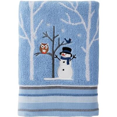 SKL Home Asciugamano da bagno pupazzo di neve Amici invernali Regalo Natale Blu SKL Home Asciugamano da bagno pupazzo di neve Amici invernali Regalo Natale Blu