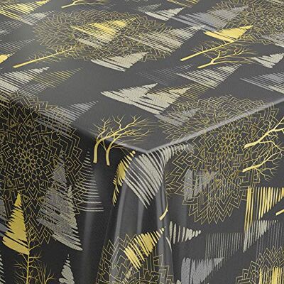 Venilia Tovaglia Trees, tovaglia, tovaglia cerata, decorazione da tavolo natalizia, facile da pulire, idrorepellente, in PVC poliestere, rettangolare, 1,4 x 2 m, , nero/oro Venilia Tovaglia Trees, tovaglia, tovaglia cerata, decorazione da tavolo natalizia, facile da pulire, idrorepellente, in PVC poliestere, rettangolare, 1,4 x 2 m, , nero/oro