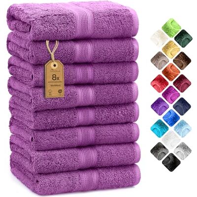 NatureMark Set di 8 asciugamani per le mani – 100% cotone – asciugamani assorbenti e resistenti, dimensioni 50x100 cm, Lilla NatureMark Set di 8 asciugamani per le mani – 100% cotone – asciugamani assorbenti e resistenti, dimensioni 50x100 cm, Lilla