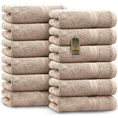 NatureMark Asciugamani per ospiti – Confezione da 12 (30x50 cm), 100% cotone, certificazione Oeko-Tex, morbidi, assorbenti e facili da curare – Per bagno, ospiti e spa – Colore Sabbia/Beige NatureMark Asciugamani per ospiti – Confezione da 12 (30x50 cm), 100% cotone, certificazione Oeko-Tex, morbidi, assorbenti e facili da curare – Per bagno, ospiti e spa – Colore Sabbia/Beige