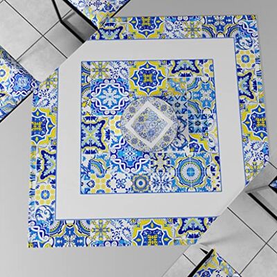 PETTI Artigiani Italiani Accessori Tessili da Cucina, Centrotavola Moderno 90x90 cm in Microfibra, Tovaglia Centro Tavola Elegante in Stampa Digitale Vietri Blu, 100% Made in Italy PETTI Artigiani Italiani Accessori Tessili da Cucina, Centrotavola Moderno 90x90 cm in Microfibra, Tovaglia Centro Tavola Elegante in Stampa Digitale Vietri Blu, 100% Made in Italy