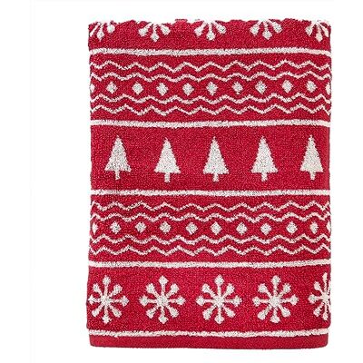 SKL Home Winter Fair Isle Asciugamano da bagno, colore: Rosso SKL Home Winter Fair Isle Asciugamano da bagno, colore: Rosso