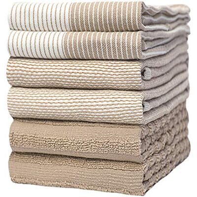 Bumble Towels Bumble Asciugamani da cucina, in cotone, confezione da 6 pezzi, misura XL, 50 x 70 cm, elegante, morbido e robusto, in 3 diverse texture (marrone) Bumble Towels Bumble Asciugamani da cucina, in cotone, confezione da 6 pezzi, misura XL, 50 x 70 cm, elegante, morbido e robusto, in 3 diverse texture (marrone)