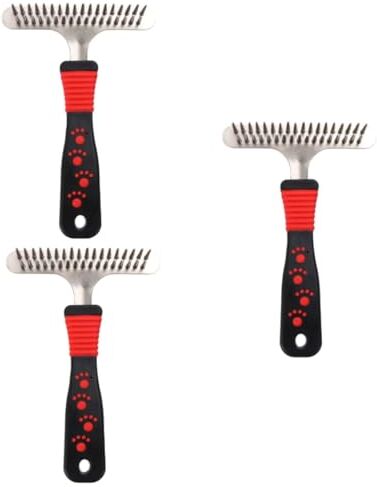 minkissy 3pcs Pettine Pet Massaggiare Spazzola Strumenti T Strumento Rettile Piatto Cibo Masajeador Pratico Strumento di Pulizia Dei Capelli Spazzola per la Toelettatura del Cane Spazzola a Doppia