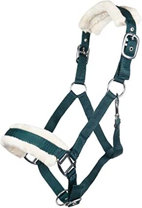 HKM Cavezza Bischofshofen, imbottitura in peluche, cavezza cavallo, verde scuro, purosangue