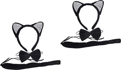 FRCOLOR 2 Set Per Orecchie Di Gatto Bomboniere Per Cosplay Di Gatti Coda Pelosa Animale Fasce Per Feste Per Di Gatto Abito Tessuto Forniture Capi Di Abbigliamento