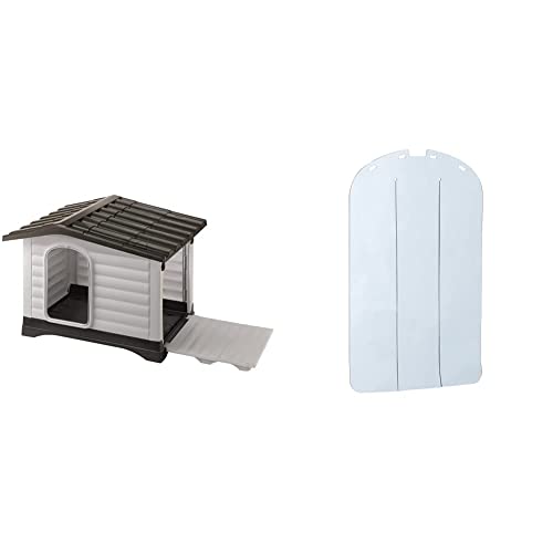 Ferplast DOGVILLA 110 Cuccia da esterno per cani, in resina termoplastica, con Parete laterale & Porta per Cuccia Cani Modello Dogvilla 110, Portina per Cucce da Esterno Casette per Cani