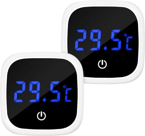 EEEKit 2PCS Termometro Digitale Dell'acquario, Display a LED Termometro Serbatoio Di Pesce, Stick-On Termometri Acquario Senza Fili Con Il Pulsante Di Tocco per L'acquario Rettile (℃)