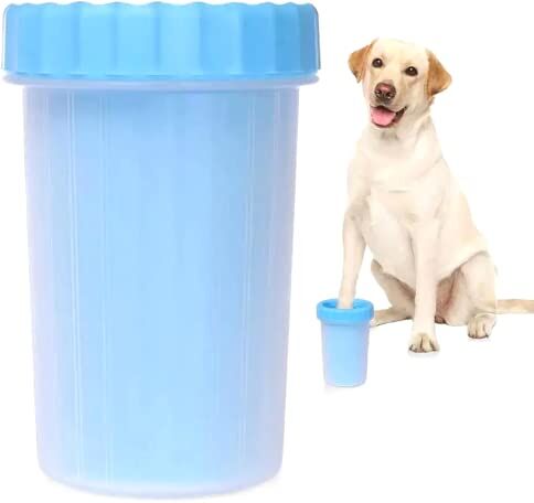 Generico Lava Zampe Cani Tazza, Spazzola Interno In Silicone, Universale Adatta Cani Taglia Grande Media Piccola, Pulizia Zampa Artigli Sporchi Pioggia Fango, Massaggio Igiene (BLU)