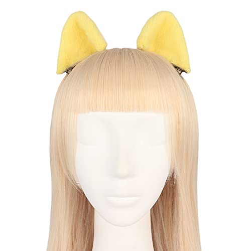 Generic Clip per capelli a forma di animale peloso, per cosplay, orecchie di gatto, rete dal vivo, colore rosso (giallo)