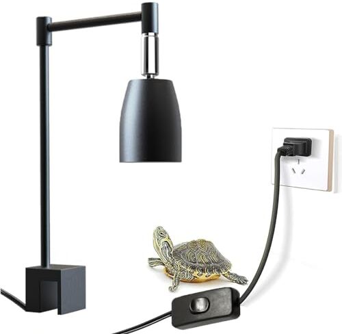 QeeHeng Supporto per lampade di calore per rettili,Supporto per UVA/UVB,Supporto per lampada di calore girevole a 360°, supporto in metallo per lampade di riscaldamento per acquario tartaruga