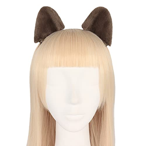 Generic Clip per capelli a forma di animale peloso, per cosplay, orecchie di gatto, rete dal vivo, colore marrone