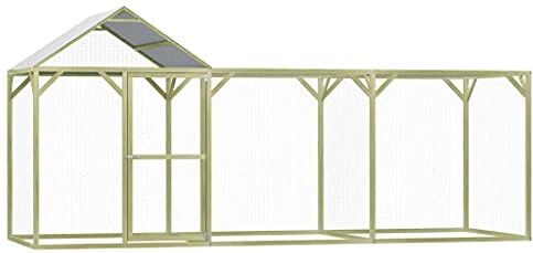 vidaXL Legno di Pino Impregnato Pollaio con Serratura e Chiavistelli Gabbia per Polli Galline per Esterni in Acciaio Zincato 4,5x1,5x2 m