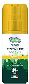 Inodorina ,  Green, Lozione Bio Occhi, Azione Lenitiva, per la Pulizia della Zona Perioculare di Cani e Gatti, con Estratti di Aloe, Camomilla e Amamelide, Uso Quotidiano, 100 ml