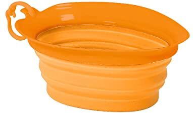 United Leaf Bowl Ciotola da Viaggio per Cani, di Design, Pieghevole e Portatile, in Silicone Atossico, Arancione, Taglia unica