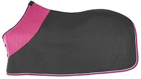 PFIFF Coperta in pile per cavalli, colore: grigio/rosa, 165