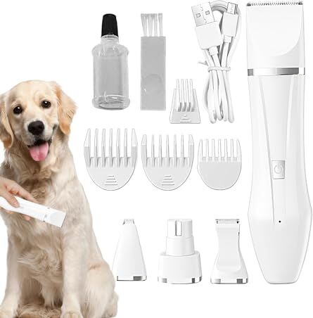 Generic Tosatrici elettriche per cani e gatti, tosatrici per cani Kit per toelettatura gatti 4 in 1 con funzionamento silenzioso Tosatrici elettriche impermeabili per un taglio preciso e ad alta