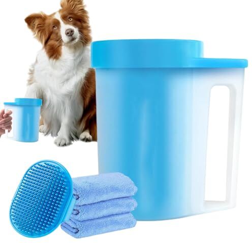 Generico Tazza per rondella per zampe di cane, rondella per zampe per cani di taglia grande,Lavazampe per cani da compagnia Maniglia ergonomica, tazza per rondella per zampe di cane facile da usare