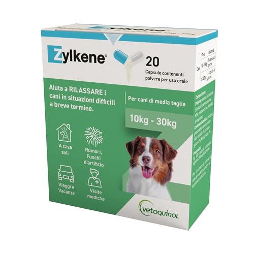 Vetoquinol Zylkene Mangime Complementare   Cani 10-30 kg   Rilassante per situazioni di disagio  , 20 capsule da 225 mg
