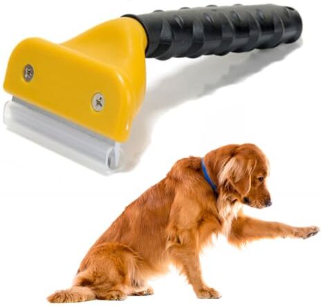 Generico STAFFYCLICK Spazzola per Cani, Pelo Lungo, Corto, Medio, Toelettatura Professionale, Pettine Cane e Gatto per Rimuovere Peli Superflui e Sbrogliare Nodi, Riduce del 90% (GIALLO 7 CM)