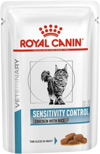 ROYAL CANIN Veterinary Sensitivity Control   12 x 85 g   Alimento dietetico completo per gatti adulti   Per ridurre i sintomi di intolleranza ai nutrienti   Bocconcini in salsa