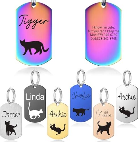 Generic Medaglietta per cani personalizzata con 4 linee di incisione personalizzata, regalo commemorativo durevole per cuccioli, gattini, cavalli e animali