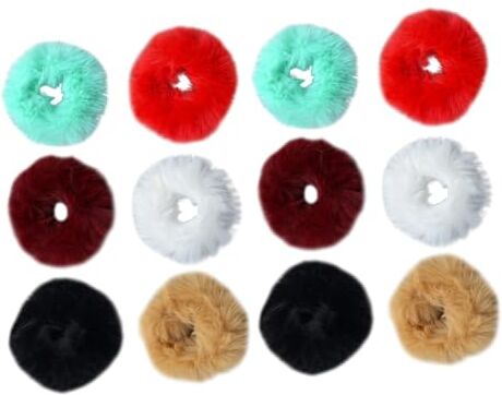 POPETPOP 12 Pezzi Di Grandi Fasce Per Elastici Titolari Coda Di Cavallo Pom Legami Soffici Elastici Per Pompon Palla Per Natale Goodie Bag