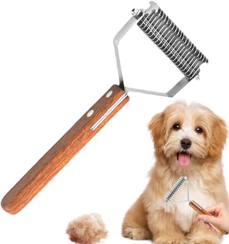 Generic Pettine per cani per nodi, per la rimozione dei peli di animali domestici, pettine per la toelettatura dei gatti, a pelo corto, strumento per sfoltire cani con comoda impugnatura per capelli