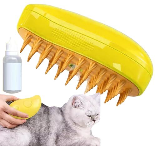 Honhoha Spazzola a vapore per gatti e cani,3 in 1 Cat Steamy Brush con serbatoio dell'acqua,Spazzola per peli di gatto con vaporizzatore,spazzola autopulente con vapore per capelli lunghi/corti