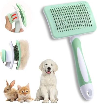 Generico PETS Spazzola per Cani Gatti conigli Pettine Autopulente per Cane Pelo Lungo/Corto Elimina Peli Morti e Sottopelo Strumenti per Toelettatura Professionale per Animali Domestici