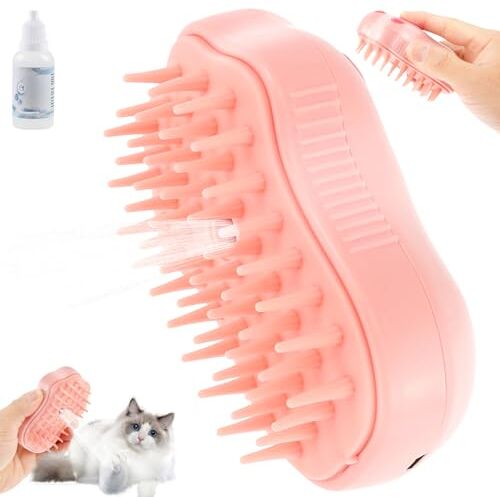 Valear Pennello a vapore di gatto silicone spazzola di gatto vapore per spargimento e toelettatura da 3 in 1 cuscinetti di massaggio per cani multifunzionali pettina