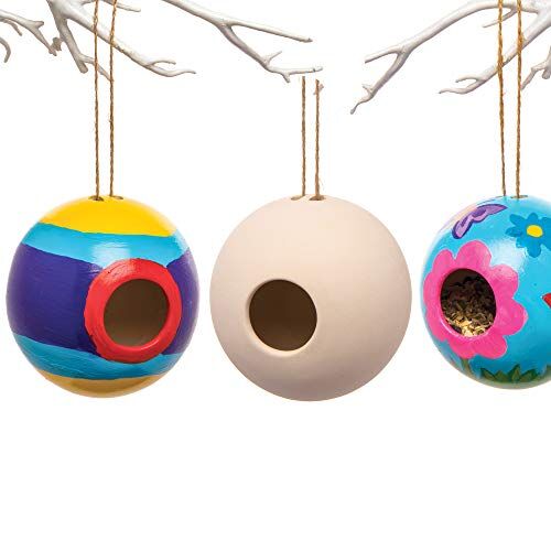 Baker Ross Casette per Uccelli in Ceramica (confezione da 2) per bambini da progettare e decorare, ideali per giardinaggio, gruppi a scuola e a casa