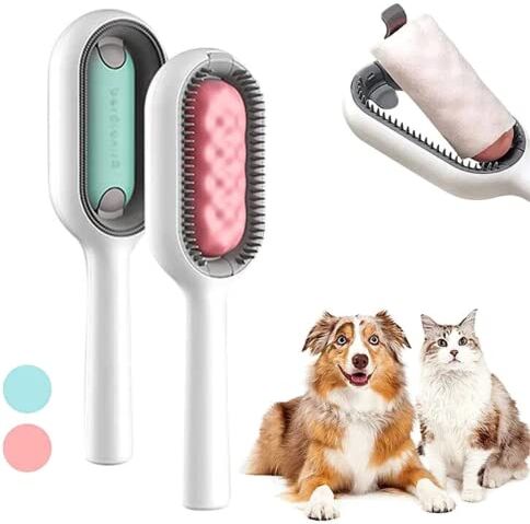 Generico Spazzola 3 in 1 Massaggio Togli Peli Pettine Cani Gatti Facile Usare Aggiungere Salviette Pulizia Plastica e Silicone Massaggiare Cane Gatto Animali Domestici Consigliato Pelo MEDIO LUNGO