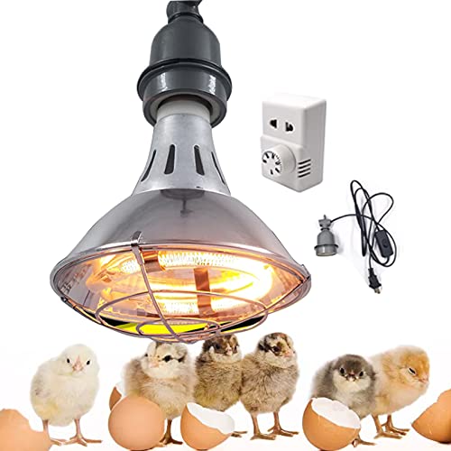 RSHJD Lampada Riscaldante Tartarughe, Lampada Riscaldante Infrarossi per Pulcini Cani, Lampada per Pulcini Appena Nati, Temperatura Regolabile (100W-300W), Isolamento Efficiente