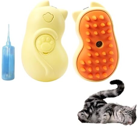 Generic Spazzola a vapore per gatti, spazzola per animali domestici a vapore Spazzola per di gatto carina con vaporiera,Pettine spray per animali domestici autopulente, spazzola per cani