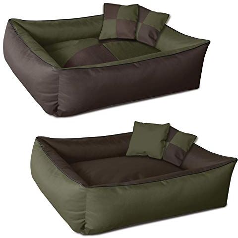 BedDog ® 2in1 Max Quattro Marrone/Verde XXXL, 150x110 cm, Letto per Cane L Fino a XXXL, 8 Colori, Cuscino, Divano, Cestino per Cane