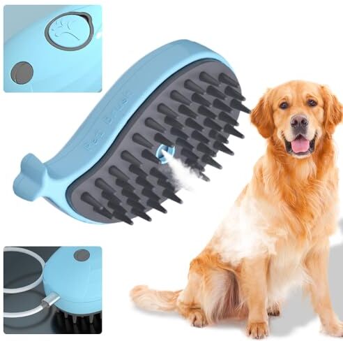 Kexpery Kexfory Pettine for la toelettatura di cani e gatti, ricaricabile tramite USB, con spray elettrico, spazzola spray for il bagno del cane, spazzola for lavare e spazzolare for animali domestici a pelo