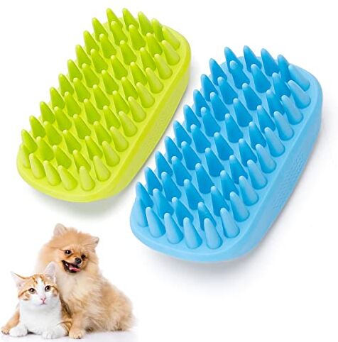 Nobleza Spazzola da Toeletta per Cani, Spazzola per Il Bagno del Cane e del Gatto, 2 Pezzi in Gomma di Silicone per la Cura dei Cani, Spazzola per Massaggi, Spazzola per la Pulizia dei Peli