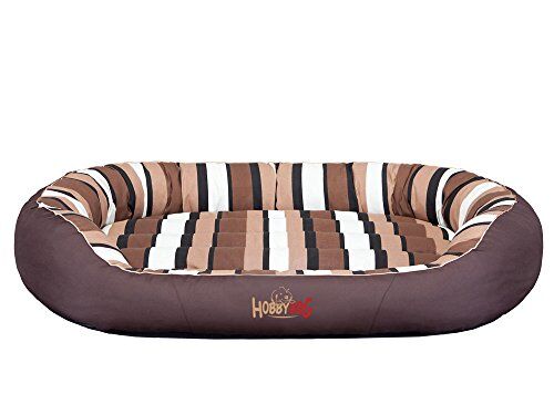 Hobbydog Dog Bed Oval L 65X60 cm Brown Stripes, L, Marrone, 2.2999999999999998 kg