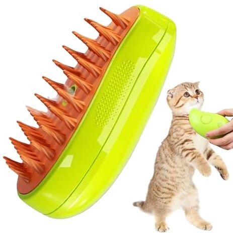 Honhoha Spazzola a vapore per gatti e cani, 3 in 1 Cat Steamy Brush con serbatoio dell'acqua, Spazzola per di gatto con vaporizzatore, spazzola autopulente per gatti con vapore per capelli lunghi/corti