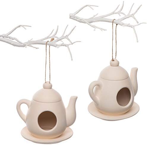 Baker Ross Mangiatoia in ceramica  Ross «teiera» per bambini come idea artigianale e decorativa per ragazzi e ragazze (2 pezzi), colore ceramica