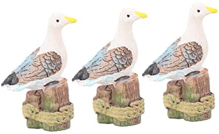 POPETPOP 3 Pz Decorazione Acquario Figurine Decorative Di Uccelli Mini Sculture Costiere Figurina Di Uccelli Di Simulazione Topper Da Scrivania Uccello Finto Resina Mare L'uccello