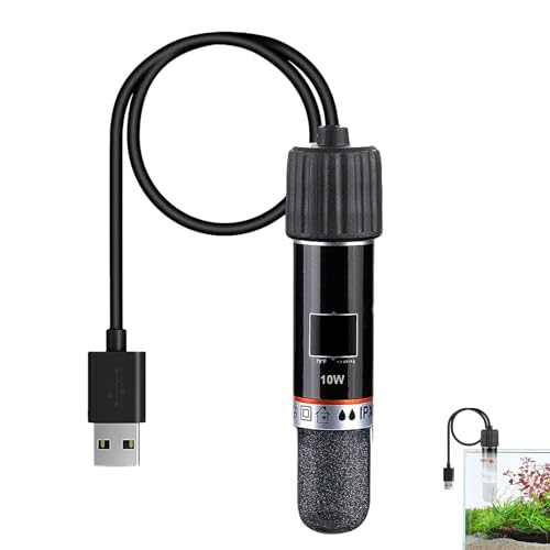 boiler Preriscaldatore per acquario, piccolo riscaldatore da 10 W, per acquari, mini riscaldatore per tartarughe di pesce con regolazione della temperatura regolabile, alimentazione tramite  USB