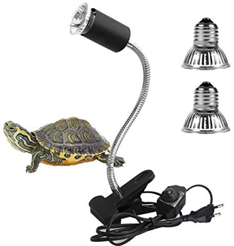 LEDGLE Lampada Tartarughe Acqua, UVA UVB Lampada Riscaldante, Lampada Alogena Calore Retroilluminazione per Rettile, Anfibi, Tartaruga, Lucertola, Serpente, Camaleonti（25W+50W）