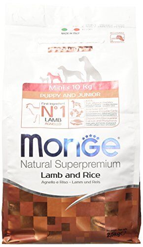 Monge Natural Superpremium Adult Mini Lamb And Rice, Cibo Secco per Cani di Tutte Le Razze (di Peso Inferiore a 10 kg) Molto Ricco di Fibre e vitamine, 2,5 kg