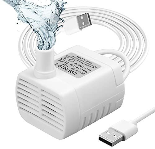 flintronic Pompa Fontanella per Gatti, 3W Pompa Dell'Acqua Per Animali Domestici, Pompe Per Acquario USB, Motorino Pompetta Acqua Presepe, 3.5-9V 1-3W (0.4-1.5m) 200L/H, Super Silenziosa