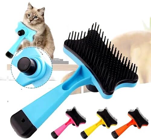 Generico Spazzola Togli Peli Universale Morbida Con Tasto Auto Pulente Cani Gatti Animali Toelettatura Massaggio Benessere Togliere Peli Eccesso Pelo Lungo o Medio Setole Plastica COLORE CASUALE