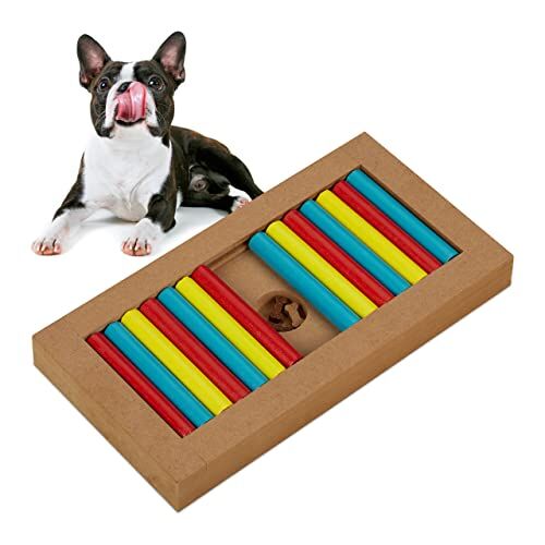 Relaxdays Gioco Interattivo per Cani e Gatti, Giocattolo Attivazione Mentale e Olfattiva, Dog Puzzle, MDF, Colorato, 100% Fibra di Legno, 3x28,5x15 cm