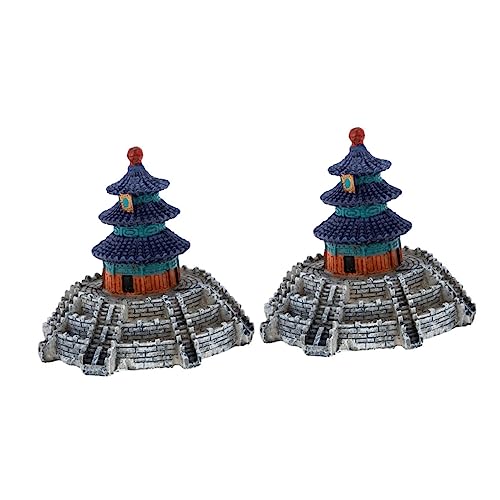 POPETPOP 2Pcs Acquario Carro Armato Di Pesci Altare Arredamento Desk Topper Artificiales Para Asiatico Arredamento Acquario Pagoda Castello Classico Arredamento Acquario Decorazioni